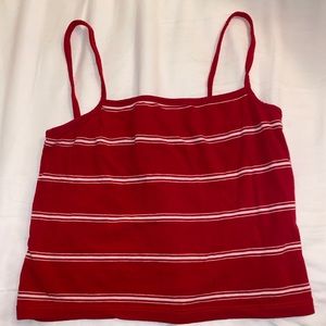 Red Striped Crop tank